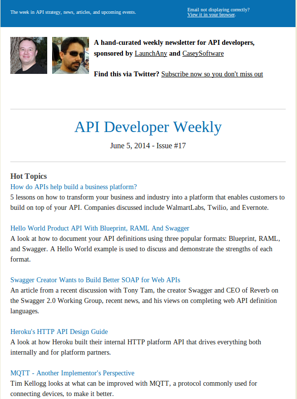 API Developer Weekly Newsletter